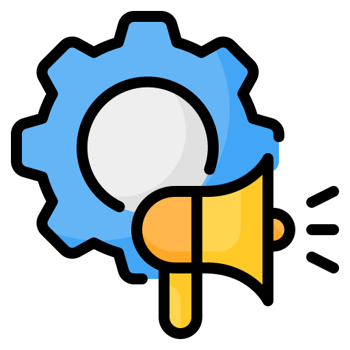 Icon representing campaign configuration with settings gear