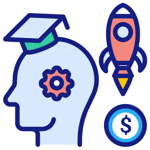 Icon illustrating strategic planning with charts and analytics
