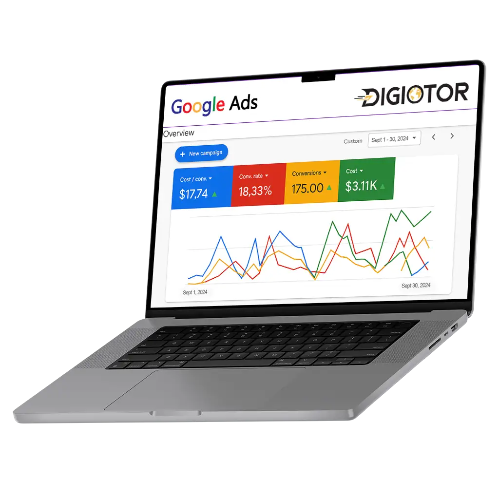 PPC campaign performance analytics on a laptop screen