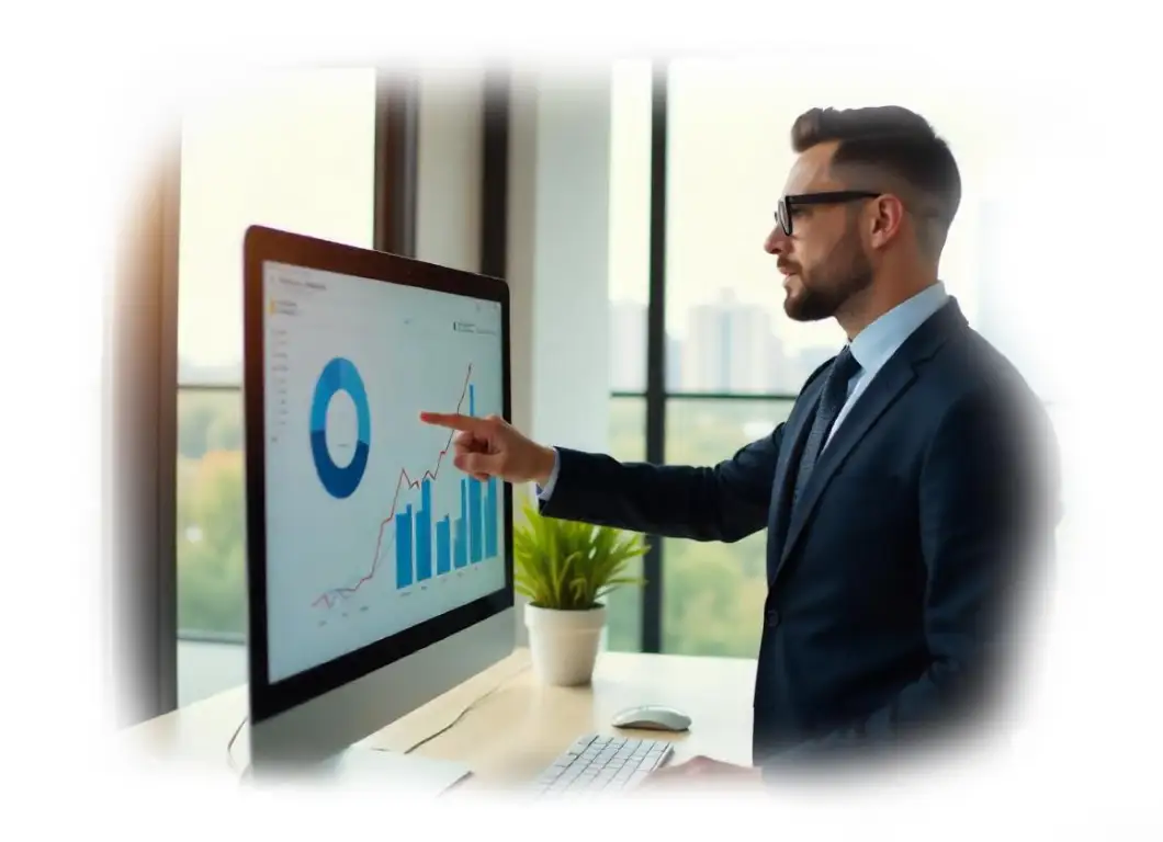 PPC expert reviewing ad strategy on a desktop monitor