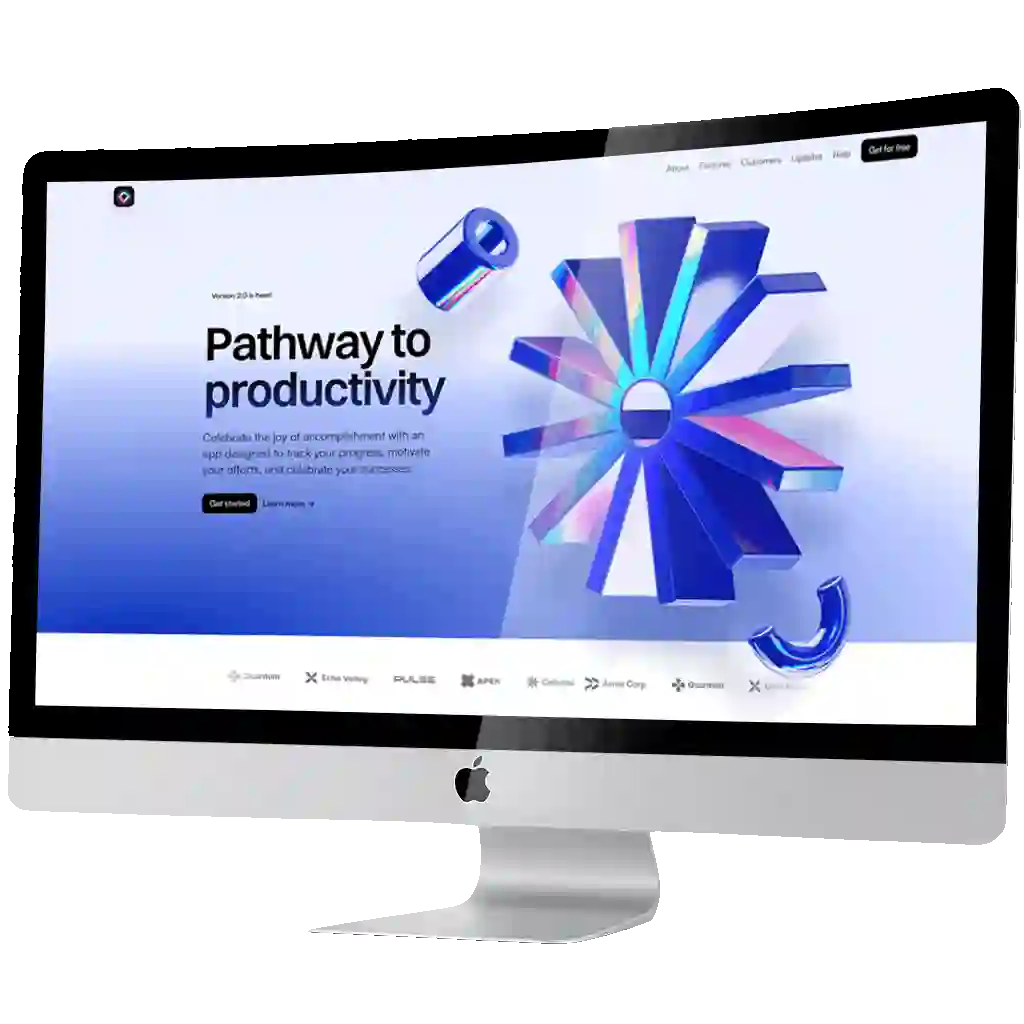 Animated preview of Digiotor’s web design & development portfolio displayed on a desktop monitor