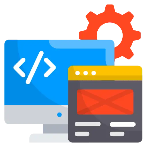 Icon showing web development tools and code