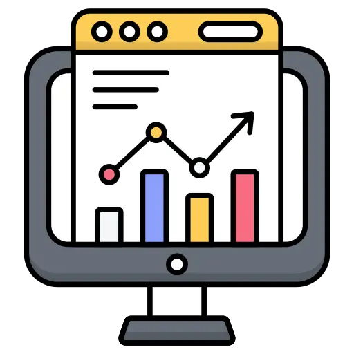 Icon of a dashboard with charts representing web analytics setup and audit.